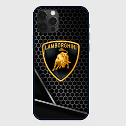 Чехол для iPhone 12 Pro Max Lamborghini Соты карбон, цвет: 3D-черный