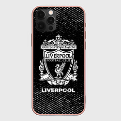 Чехол для iPhone 12 Pro Max Liverpool с потертостями на темном фоне, цвет: 3D-светло-розовый