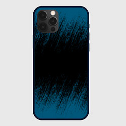 Чехол iPhone 12 Pro Max Синие штрихи на черном