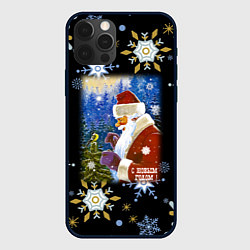 Чехол для iPhone 12 Pro Max Новый год дед мороз и птичка, цвет: 3D-черный