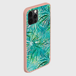 Чехол для iPhone 12 Pro Max Тропические листья на зеленом фоне, цвет: 3D-светло-розовый — фото 2