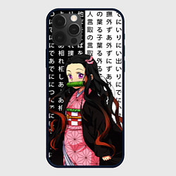 Чехол iPhone 12 Pro Max Незуко - Клинок рассекающий демонов - иероглифы
