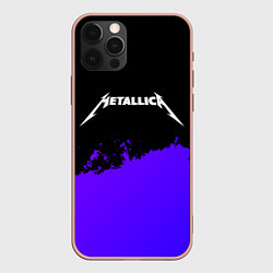 Чехол для iPhone 12 Pro Max Metallica purple grunge, цвет: 3D-светло-розовый