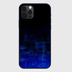Чехол iPhone 12 Pro Max Однотонный черный и темно синий гранжевый градиент