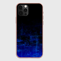 Чехол для iPhone 12 Pro Max Однотонный черный и темно синий гранжевый градиент, цвет: 3D-светло-розовый