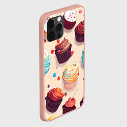 Чехол для iPhone 12 Pro Max Капкейки на разный вкус, цвет: 3D-светло-розовый — фото 2