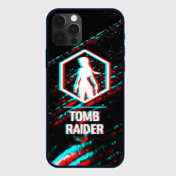 Чехол для iPhone 12 Pro Max Tomb Raider в стиле glitch и баги графики на темно, цвет: 3D-черный