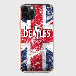 Чехол iPhone 12 Pro Max The Beatles - лого на фоне флага Великобритании