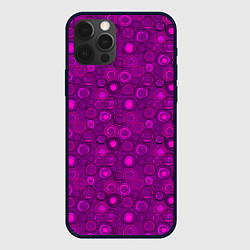Чехол для iPhone 12 Pro Max Абстрактный неоновый узор Фуксия, цвет: 3D-черный