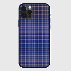 Чехол для iPhone 12 Pro Max Синий с горчичным в клетку, цвет: 3D-черный