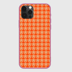 Чехол для iPhone 12 Pro Max Цветочки на оранжевом фоне, цвет: 3D-малиновый