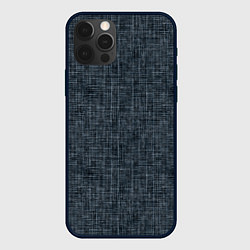 Чехол для iPhone 12 Pro Max Черно-синий текстурированный в елочку, под джинсу, цвет: 3D-черный