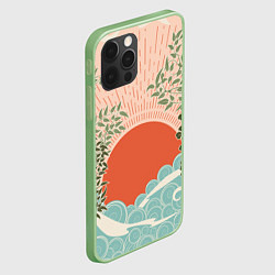 Чехол для iPhone 12 Pro Max Бурные волны на закате, цвет: 3D-салатовый — фото 2