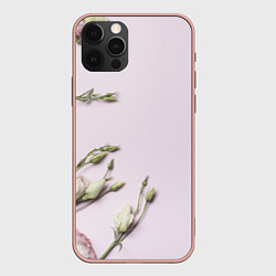 Чехол iPhone 12 Pro Max Красивые Цветы на Розовом фоне