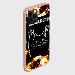 Чехол для iPhone 12 Pro Max Megadeth рок кот и огонь, цвет: 3D-светло-розовый — фото 2