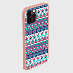 Чехол для iPhone 12 Pro Max Этнический орнамент терракотово-серый полосатый, цвет: 3D-светло-розовый — фото 2