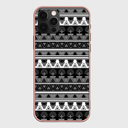 Чехол для iPhone 12 Pro Max Черно-белый скандинавский орнамент, цвет: 3D-светло-розовый
