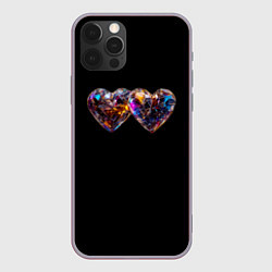 Чехол для iPhone 12 Pro Max Два разноцветных сердечка, цвет: 3D-серый