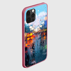 Чехол для iPhone 12 Pro Max Город через дождевое стекло, цвет: 3D-малиновый — фото 2