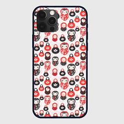 Чехол для iPhone 12 Pro Max Матрёшка и цветы, цвет: 3D-черный