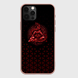 Чехол для iPhone 12 Pro Max Иллюминаты - красные треугольники, цвет: 3D-светло-розовый