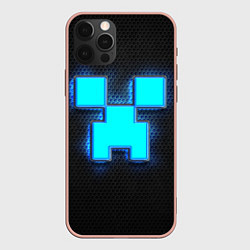 Чехол для iPhone 12 Pro Max Minecraft Creeper - neon, цвет: 3D-светло-розовый