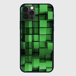 Чехол iPhone 12 Pro Max Киберпанк броня - Зелёный металлические кубы