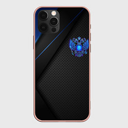 Чехол iPhone 12 Pro Max Черно-синий герб России