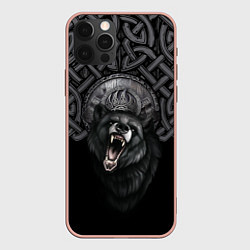 Чехол для iPhone 12 Pro Max Щит Велеса с медведем, цвет: 3D-светло-розовый