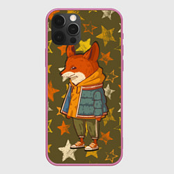 Чехол для iPhone 12 Pro Max Стильный лис в звездах, цвет: 3D-малиновый