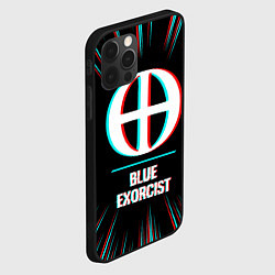 Чехол для iPhone 12 Pro Max Символ Blue Exorcist в стиле glitch на темном фоне, цвет: 3D-черный — фото 2