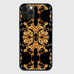 Чехол для iPhone 12 Pro Max Золотая гжель модные цветы, цвет: 3D-черный