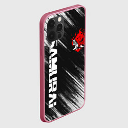 Чехол для iPhone 12 Pro Max Киберпанк - Потертости - Samurai, цвет: 3D-малиновый — фото 2
