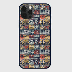 Чехол для iPhone 12 Pro Max Спортивные логотипы, цвет: 3D-черный