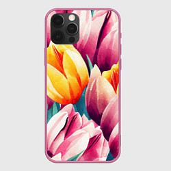 Чехол iPhone 12 Pro Max Букет акварельных тюльпанов