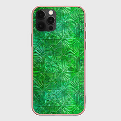 Чехол iPhone 12 Pro Max Узорчатый зеленый стеклоблок имитация