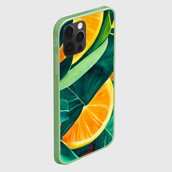 Чехол для iPhone 12 Pro Max Листья монстеры и дольки апельсинов, цвет: 3D-салатовый — фото 2