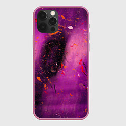 Чехол iPhone 12 Pro Max Розово-фиолетовый абстрактный фон и краски