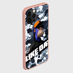 Чехол для iPhone 12 Pro Max Камуфляж обезьяна в чёрной куртке и очках like dat, цвет: 3D-светло-розовый — фото 2