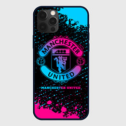Чехол iPhone 12 Pro Max Manchester United - neon gradient