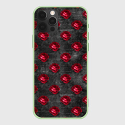 Чехол для iPhone 12 Pro Max Красные бутоны цветов, цвет: 3D-салатовый