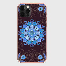 Чехол для iPhone 12 Pro Max Мандала-цветок Голубая снежинка, цвет: 3D-светло-розовый