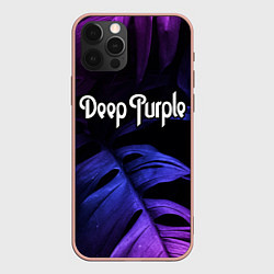 Чехол iPhone 12 Pro Max Deep Purple neon monstera