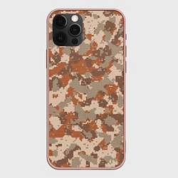 Чехол iPhone 12 Pro Max Цифровой камуфляж - серо-коричневый
