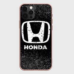 Чехол для iPhone 12 Pro Max Honda с потертостями на темном фоне, цвет: 3D-светло-розовый