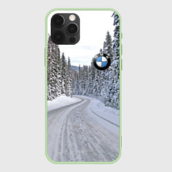 Чехол iPhone 12 Pro Max BMW - зимняя дорога через лес