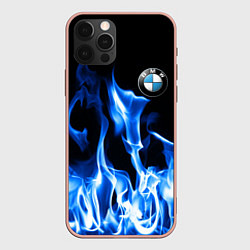 Чехол для iPhone 12 Pro Max BMW fire, цвет: 3D-светло-розовый