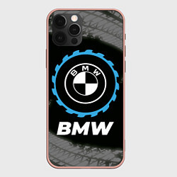 Чехол iPhone 12 Pro Max BMW в стиле Top Gear со следами шин на фоне