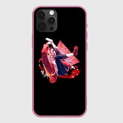 Чехол iPhone 12 Pro Max Человек-бензопила Пауэр на чёрном фоне
