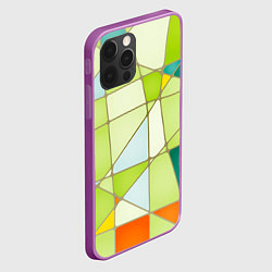 Чехол для iPhone 12 Pro Max Абстрактный салатовый стеклянный паттерн, цвет: 3D-сиреневый — фото 2